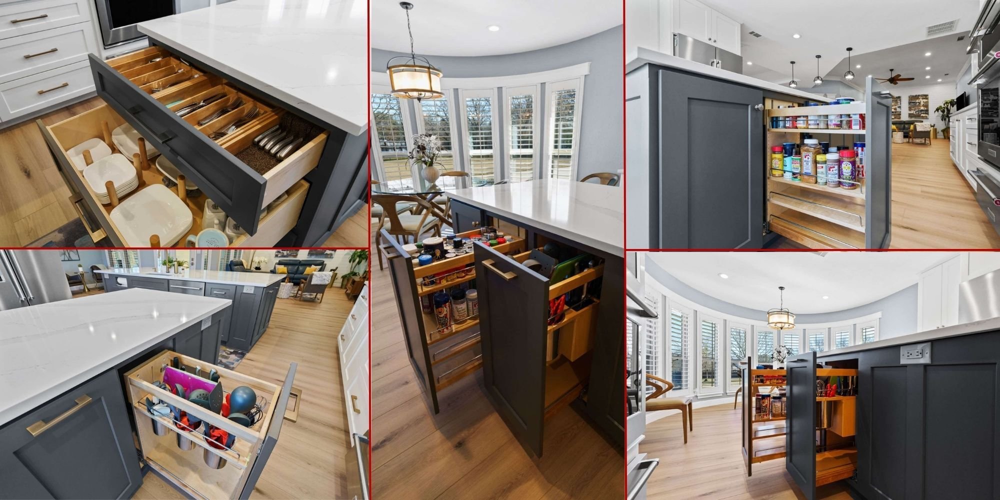 Frisco kitchen remodel with pull-out drawers and smart storage for aging in place, designed by Elite Remodeling