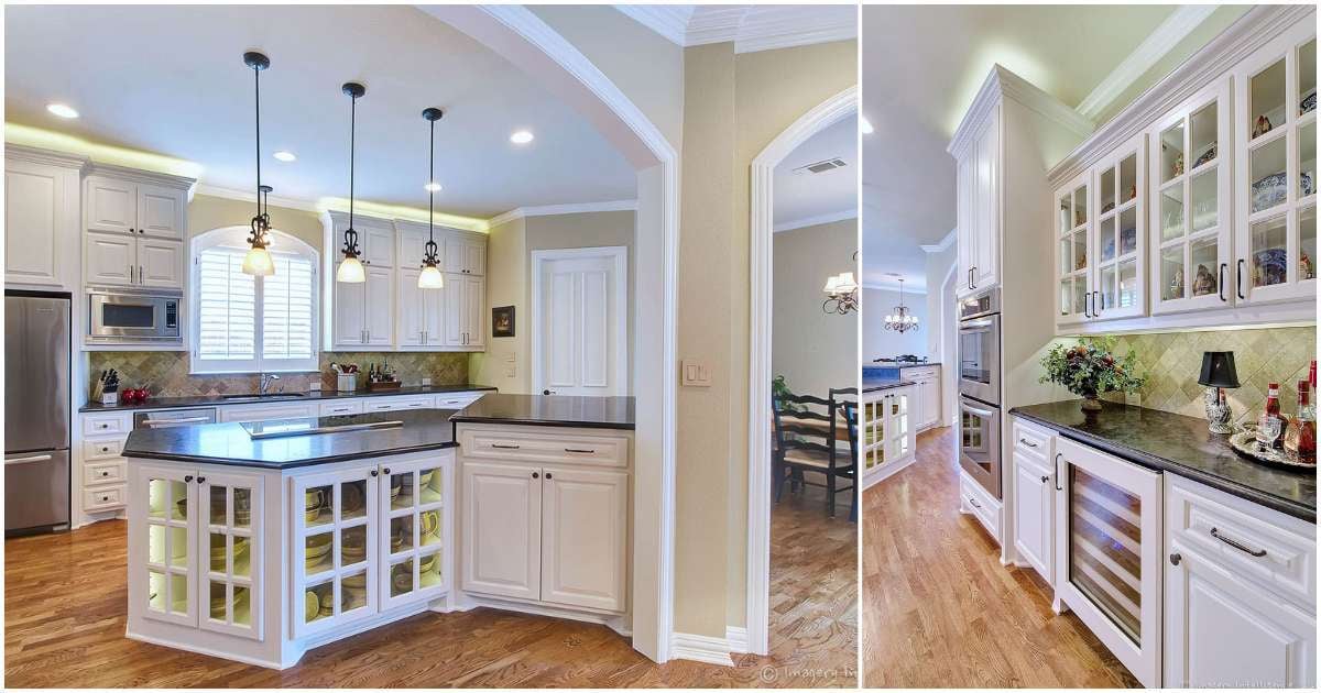 Cabinet and island space in a kitchen remodel by Elite Remodeling of Frisco, TX