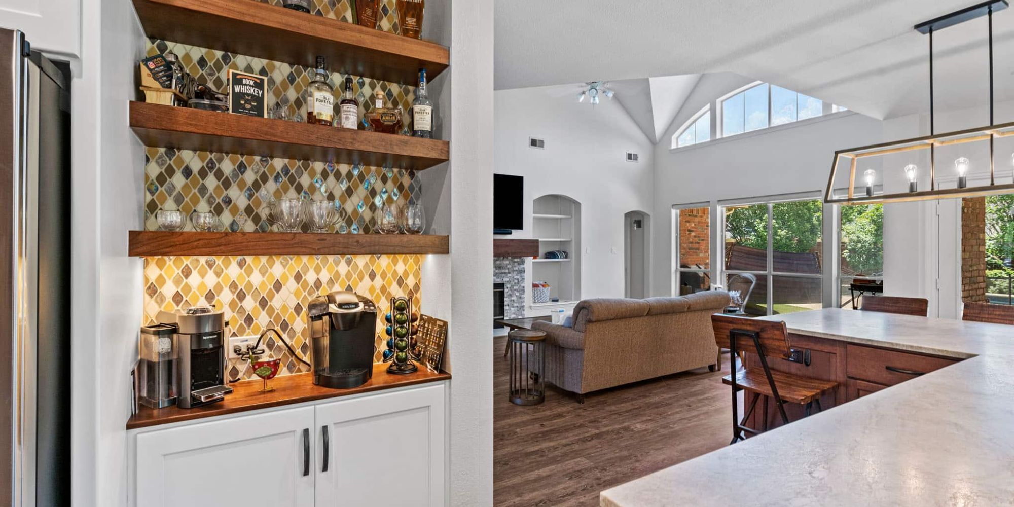 Image of a whole home remodel featuring built in shelving and open-concept rooms in Frisco, TX
